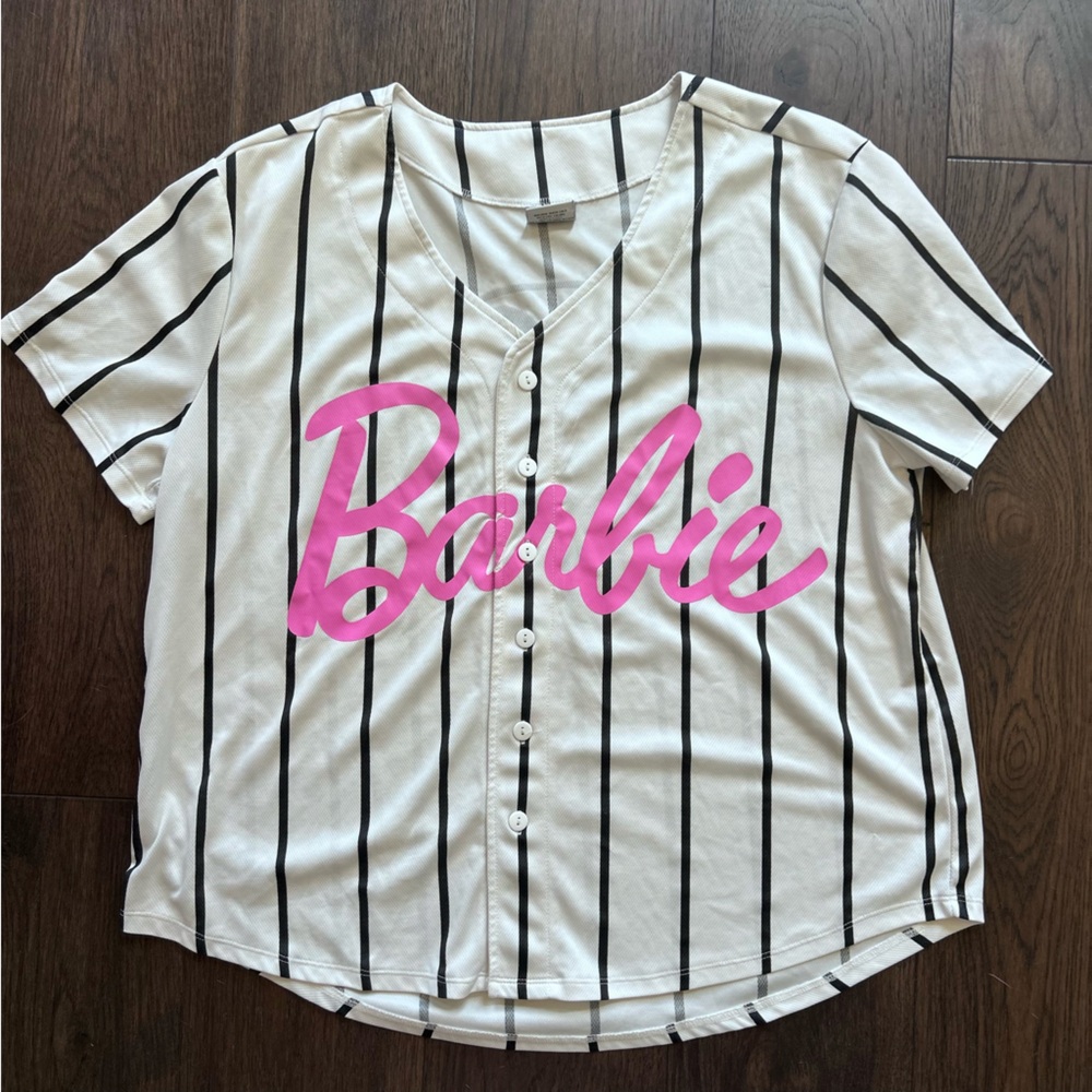 Barbie White Jersey with Black Stripes